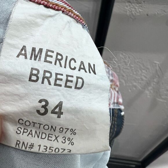 American Breed distressed denim jean shorts size 34 - Picture 9 of 14